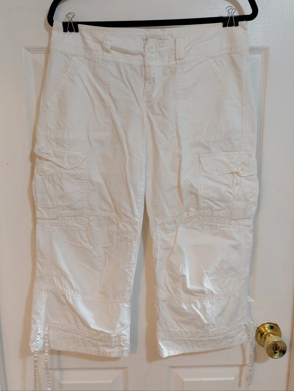 Vintage 2ct Y2K White AERO Aeropostale & Brown Buggle Boy Capris Med 5/6 - Picture 6 of 12